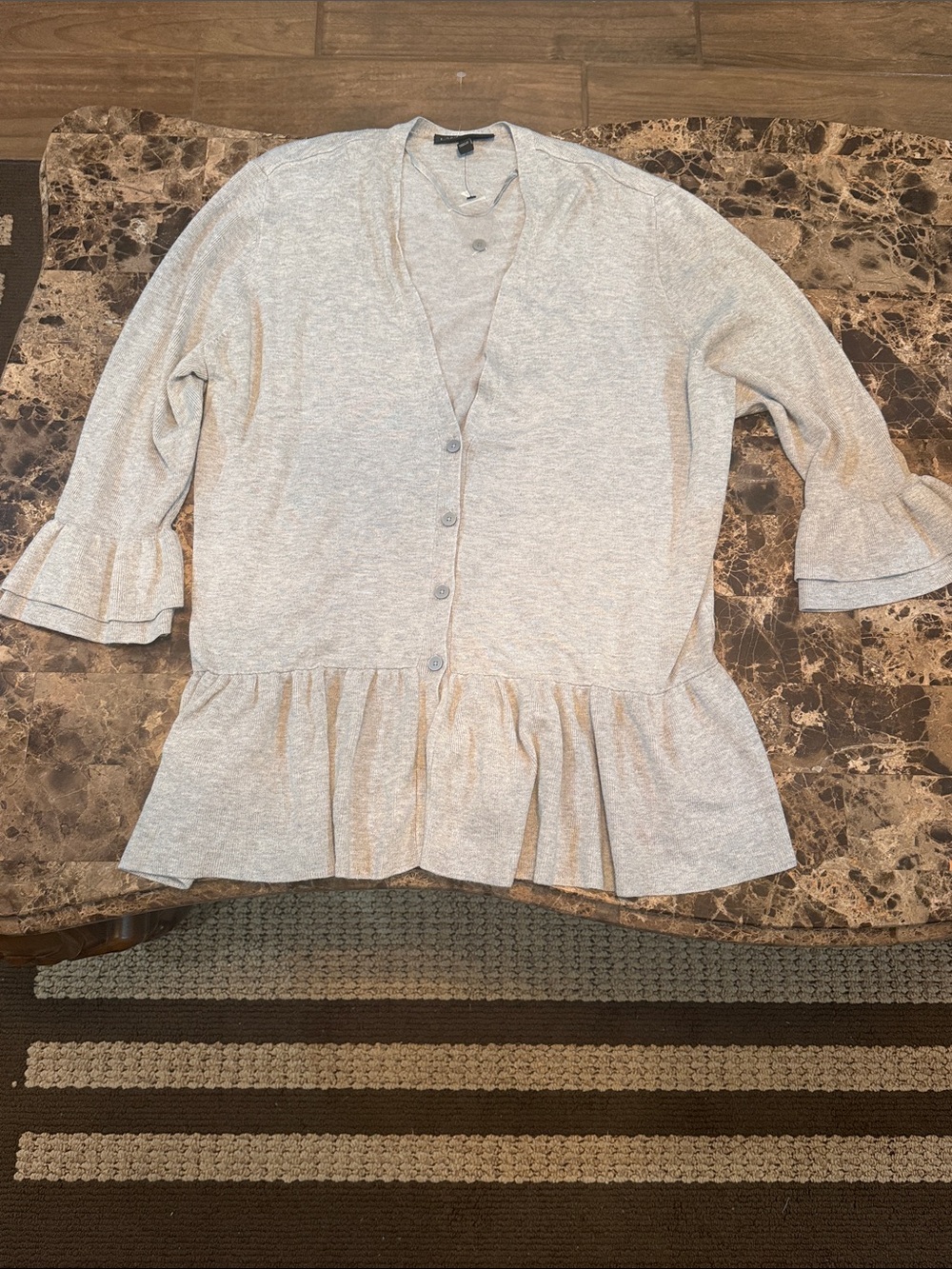 Lane Bryant Light Heather Gray Ruffled Hem Cardigan